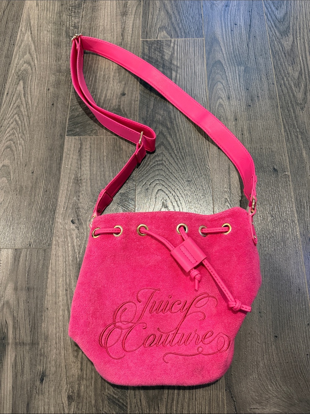Juicy Couture Hot Pink Drawstring Crossbody
